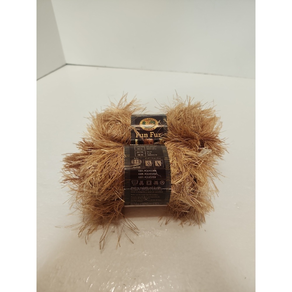 Lion Brand Fun Fur/Eyelash Yarn Lot Of 2 Amber